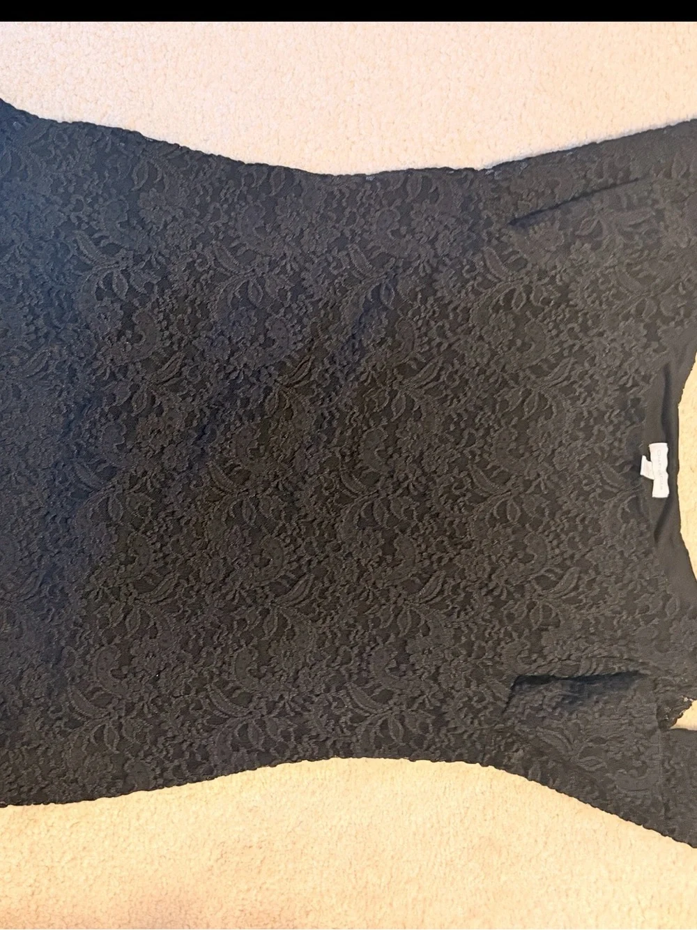 Charter Club Black Lace Scoop-Neck Long Sleeve Top - Elegant Floral Lace